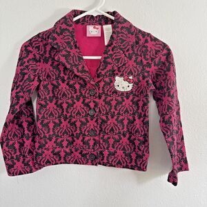 Hello Kitty Jacket Girls‎ Small 6X Pink Black Button Front